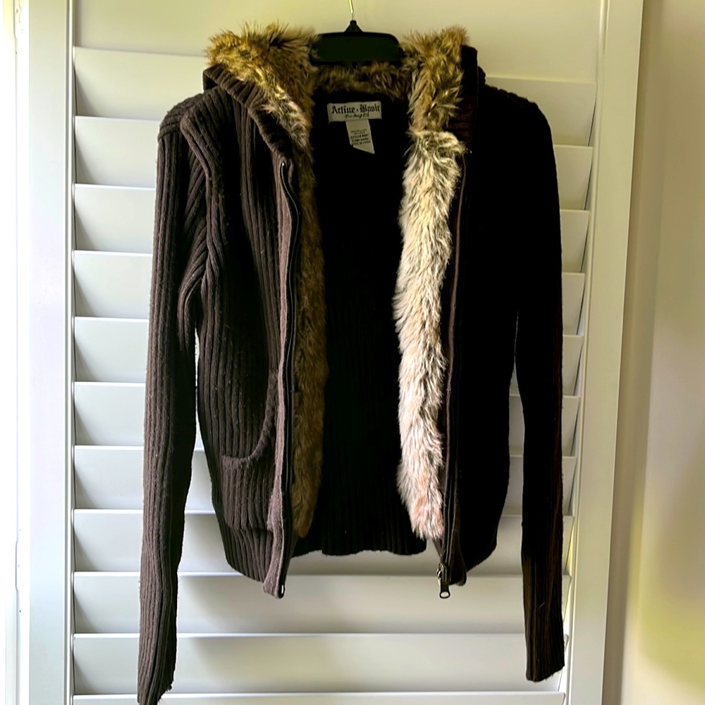 Dark brown hooded jacket